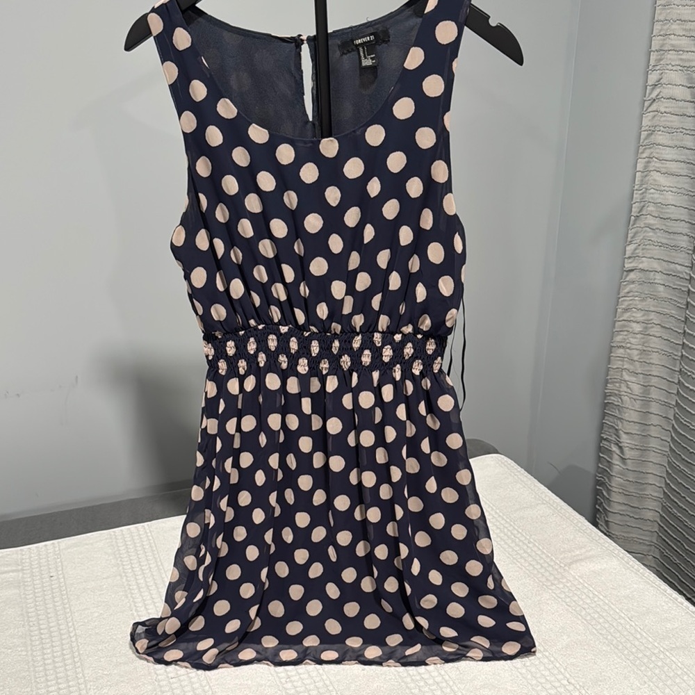 Forever 21 Blue and Cream Sleeveless Sundress